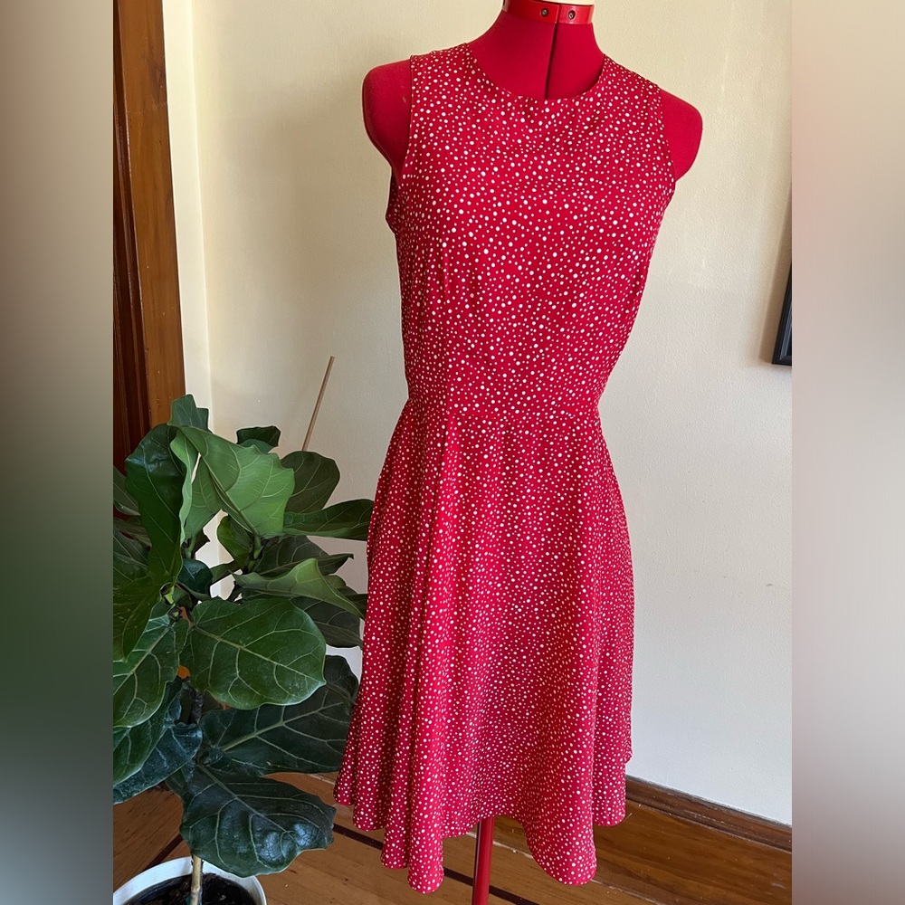 Vintage UK designer red polka dot dress